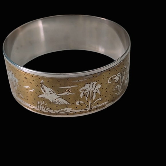 Vintage Etched Bracelet Marked JF India - Picture 2 of 5